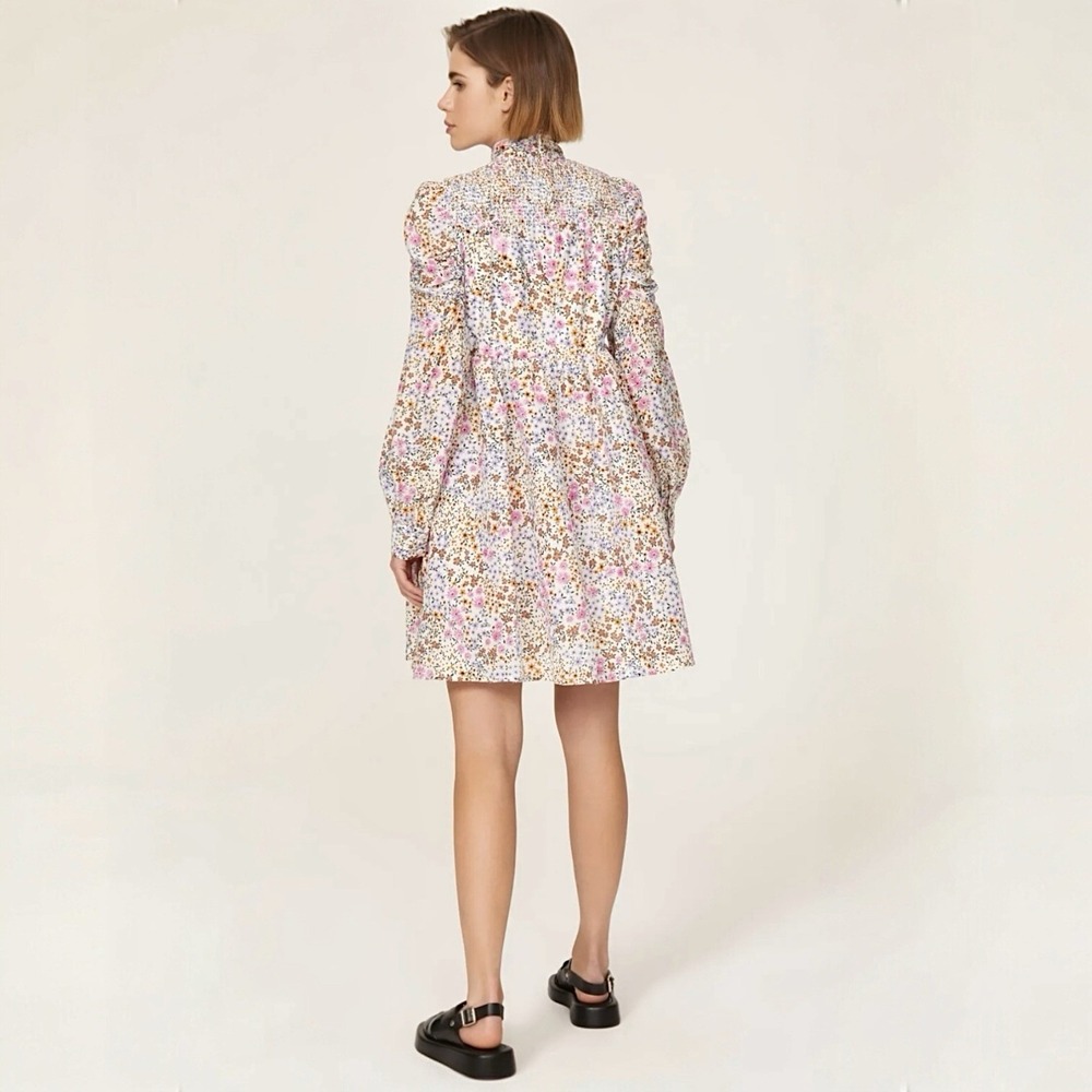 MUNTHE Long‎ Sleeve Mini Babydoll Dress Size 8 Silk Cotton Blend - Picture 3 of 16